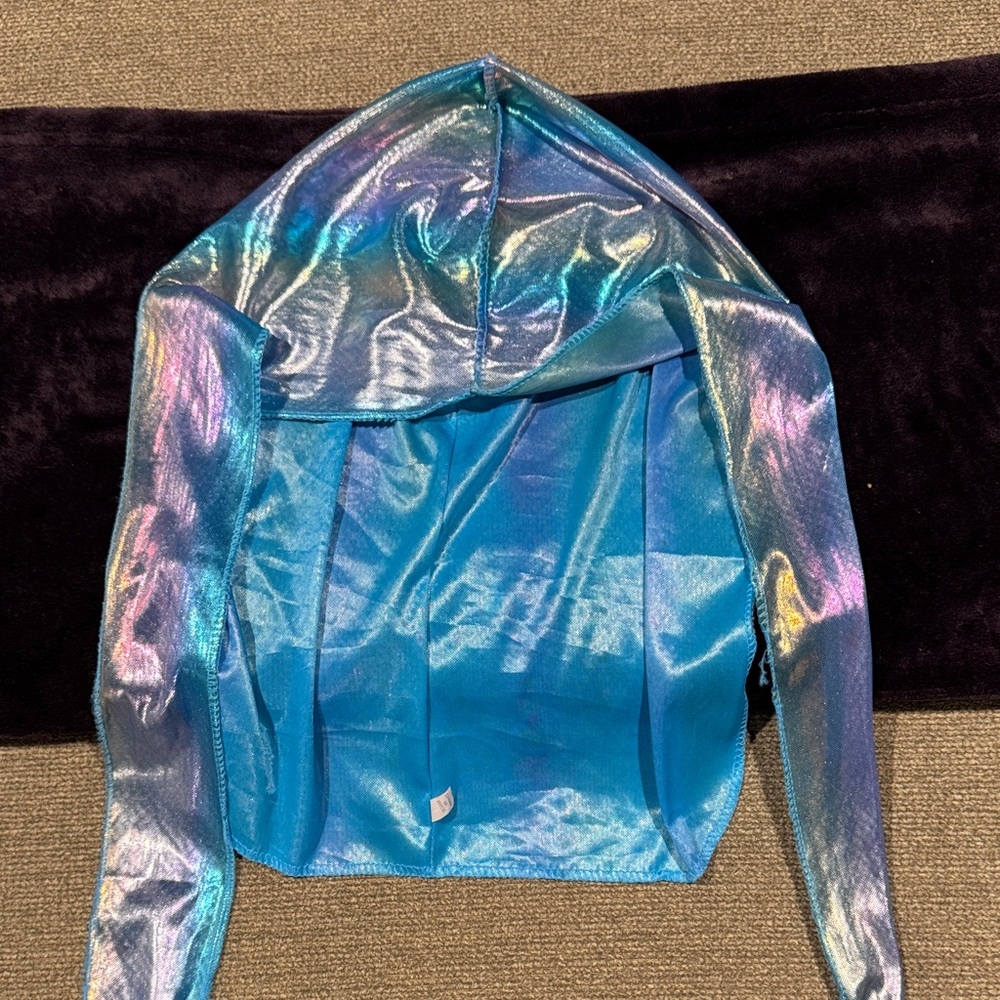 Iridescent Blue Hooded Top